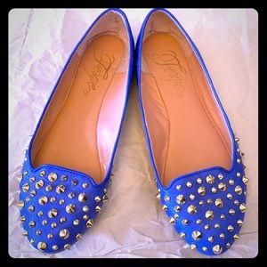 Royal Blue Flats with Golden Spikes